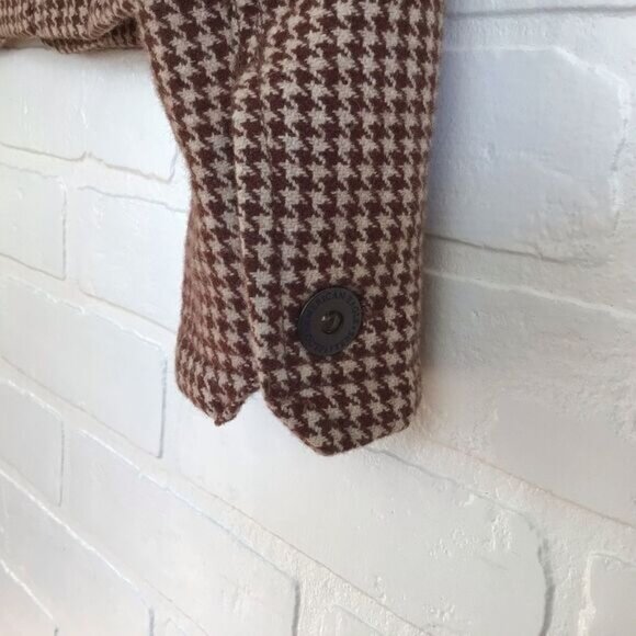 HOUNDSTOOTH Tweed blazer wool American Eagle outfitters ecru brown medium sefia - Picture 5 of 14
